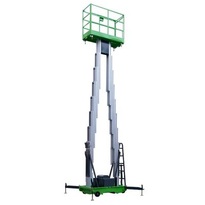 12m Aluminum Aerial Work Platform Double Mast Vertical Lift Loading Capacity 200Kg