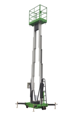200Kg Loading Capacity Aluminum Double Mast Mobile Aerial Work Platform 10m Lifting Height