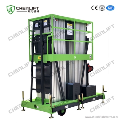 Electrical Pulling Device Quadruple Mast Aerial Work Platform 300Kg Load And 12 Meters Lifting Height