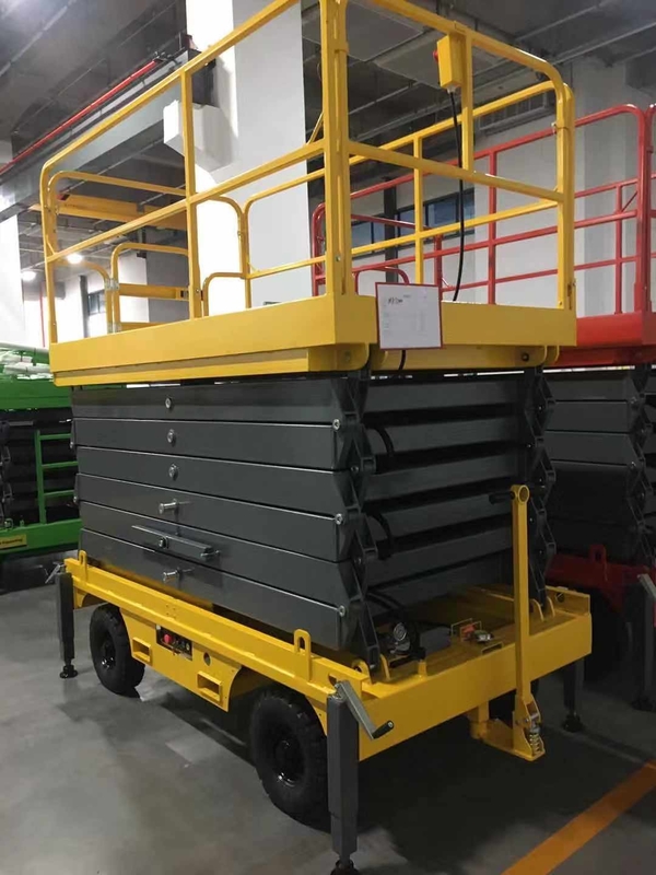 6m プラットフォームの高さ 半電動 手動 押す シザ リフト 1000Kg 負荷容量